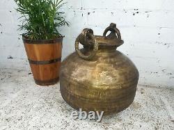 Antique Vintage Authentique Indien Grande Main Battu Vase Pot D’eau En Laiton