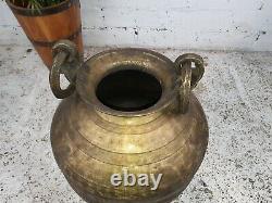 Antique Vintage Authentique Indien Grande Main Battu Vase Pot D’eau En Laiton