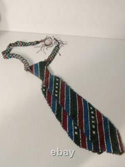 Antique Vintage C1890s Plains Loom Comme Durée Neck Tie Indian Necktie Early Scarce