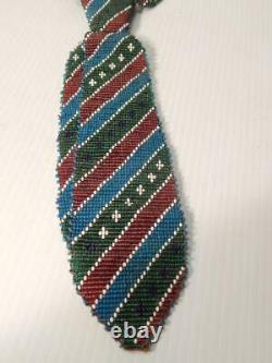 Antique Vintage C1890s Plains Loom Comme Durée Neck Tie Indian Necktie Early Scarce