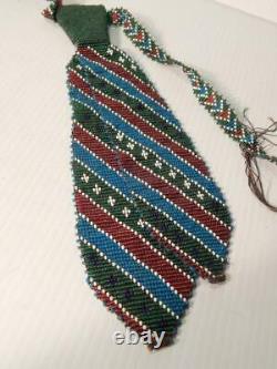 Antique Vintage C1890s Plains Loom Comme Durée Neck Tie Indian Necktie Early Scarce