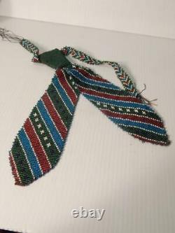 Antique Vintage C1890s Plains Loom Comme Durée Neck Tie Indian Necktie Early Scarce