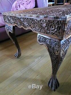 Antique Vintage Coffee Table Anglo Indian Main En Bois Sculpté Table Oriental
