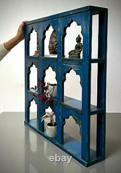 Antique Vintage Indian Furniture. 9 Mughal Arched Display Unit. Bleu Saphir