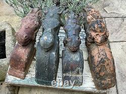 Antique Vintage Indien En Bois De Teck Tête De Cheval Sculpture C1850 Inde Authentic