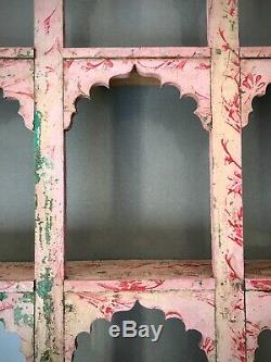 Antique Vintage Meubles Indiens. Arche Énorme Mughal Unité D'affichage. Bébé Rose Et Rouge