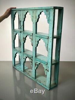 Antique Vintage Meubles Indiens. Mughal Arc Unité D'affichage. Distressed Turquoise