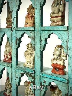 Antique Vintage Meubles Indiens. Mughal Arc Unité D'affichage. Distressed Turquoise