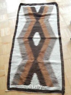 Antique Vintage Navajo Indien Burntwater Natural Dazzler Rug Blanket Runner