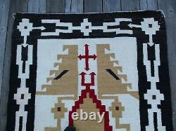 Antique Vintage Old Large Native American Indian Rug Blanket Navajo Art 88 Pouces