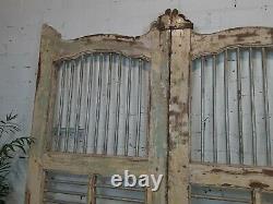 Antique Vintage Paire Reclaimed Indian Wooden Jali Dog Garden Interior Gates Door