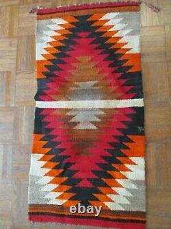 Antique Vintage Petite Navajo Rug Saddle Blanket Native American Indian Art Old