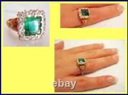 Antique Vintage Ring 22k Gold Emerald Diamonds Mughal Indian W Appraisal (4909)