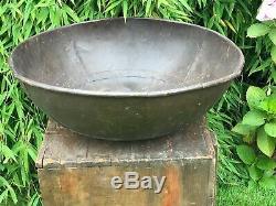 Antique Vintage Riveté Indian Fer Kadai Feu Bowl Jardin Planteur Diamètre 53cm