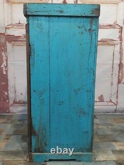 Antique Vintage Rustique Bleu En Bois Affichage Indien Salle De Bains Armoire Murale