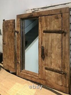 Antique Vintage Salvage Indien Arqué Moghol Art Déco Twin Door Mirror Original