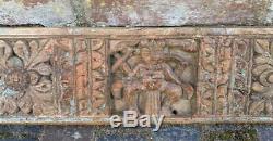 Antique Vintage Sculpture Sur Bois Décoratif Indien Architectural 148cm Longue