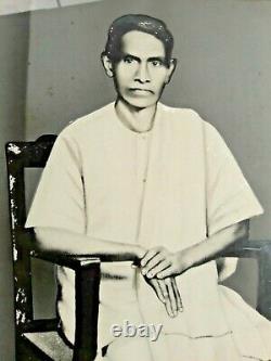 Antique Vintage-old Photo Of Painting 1962 South Indian Man @ Dhoti Cadre En Bois