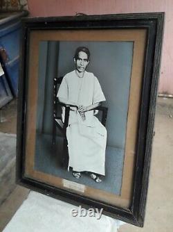 Antique Vintage-old Photo Of Painting 1962 South Indian Man @ Dhoti Cadre En Bois
