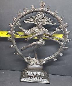 Antique/vintage Dieu Hindou Quatre-armés Shiva Nataraja Seigneur De La Danse Bronze