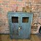 Armoire Indienne Vintage En Bois Avec Finition Bleue Rustique Et 2 Portes - Armoire Vintage