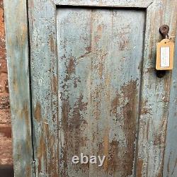 Armoire indienne vintage en bois avec finition bleue rustique et 2 portes - Armoire vintage