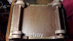 Boîte De Rangement Antique De La Poitrine Coffer Grand Indien En Bois H43cm L41 Laiton 7kg