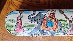 Boîte à stylo en os peint de l'ère moghole islamique vintage