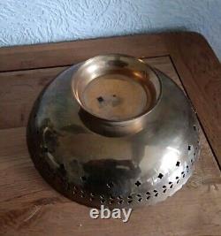 Bol en laiton indien vintage, cloche de helme et plateau de service