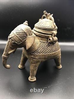 Brûleur d'encens éléphant en laiton vintage Dhokra / Décoration de maison