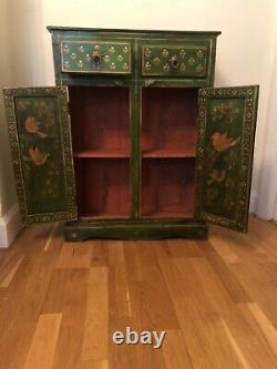Cabinet Painted Antique Vert Indien En Bois / Armoire / Bibliothèque Vintage Boho