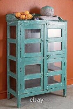 Cabinet d'exposition en bois indien rustique et vintage