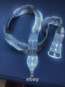 Ceinture en argent indien vintage, ceinture à effet de chaîne en fil avec boucle ornée