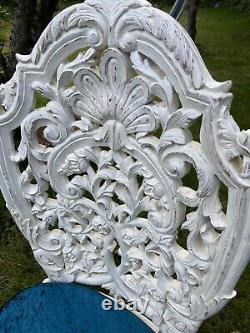 Chaises Anglo Indiennes X2 Et Corner Table D'appoint Set Off Blanc Ornate Sculptée Vintage