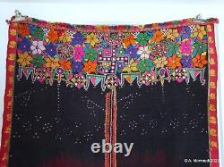 Châle de voile de mariage rabari du Gujarat avec broderies vintage textile Saurashtra Inde