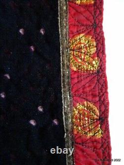 Châle de voile de mariage rabari du Gujarat avec broderies vintage textile Saurashtra Inde