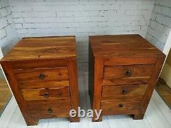 Coffre Vintage D’armoire De Chevet Des Tiroirs Jali Sheesham Wood Indian Bedside Table