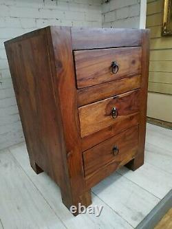 Coffre Vintage D’armoire De Chevet Des Tiroirs Jali Sheesham Wood Indian Bedside Table
