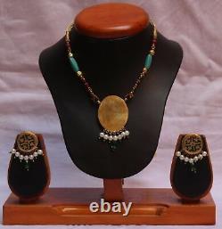 Collier-amulette vintage indien en or et argent avec travail de Thewa Theva - Ensemble de bijoux S 674