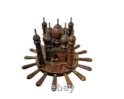 Ensemble de sculpture de coutellerie en bois sculpté à la main indien Taj Mahal vintage rare