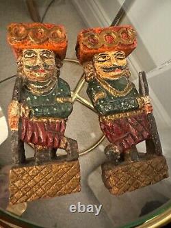 Figures en bois sculpté vintage de l'Inde du Rajasthan