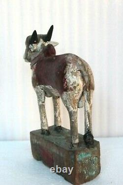 Figurine Ancienne De Vache Sculptée À La Main Vieux Nandi Home Décor Statue Sculpture Bm-59