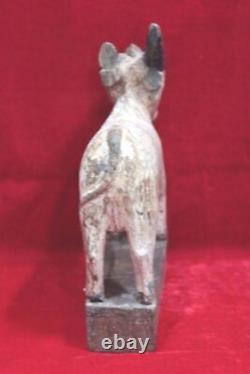 Figurine de Nandi en bois ancienne vintage indienne sculptée à la main Décoration de maison collectionnable PU-25