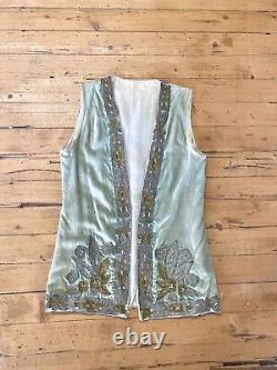 Gilet en soie Zardosi antique du 19ème siècle. Ottoman, indien, vintage. Petit