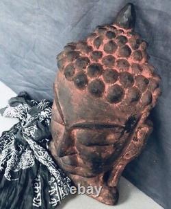 Grand Vieux Masque Indien Sculpté À La Main De Bouddha Sacré. Prince Siddhartha Gautama
