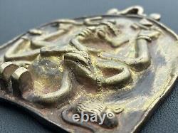 Grand amulette hindoue - Pendentif Ganesh Vintage Antique Rare en bronze, panneau votif pour la puja