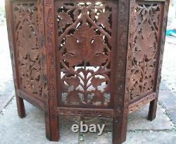 Grande Table Latérale En Bois Pliable Anglo/indien Octagonal Antique