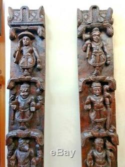 Hindu Dashavatara Mur Panneau Vertical Paire Vintage Dieu Vishnu Panneau Avatar Décor