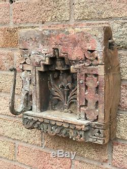 Hindu Vintage Sacré Indien Accueil Temple Autel Sanctuaire En Bois Suspendu Arquéesles Puja