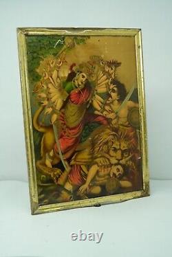 Impression lithographique allemande ancienne et vintage de la déesse hindoue Mataji NH7195.